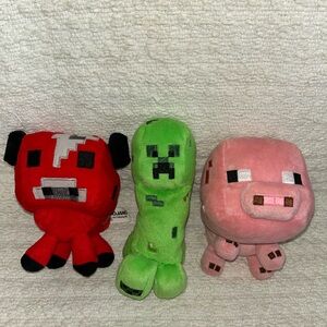 Plush Toy Set - Red, Green, and Pink